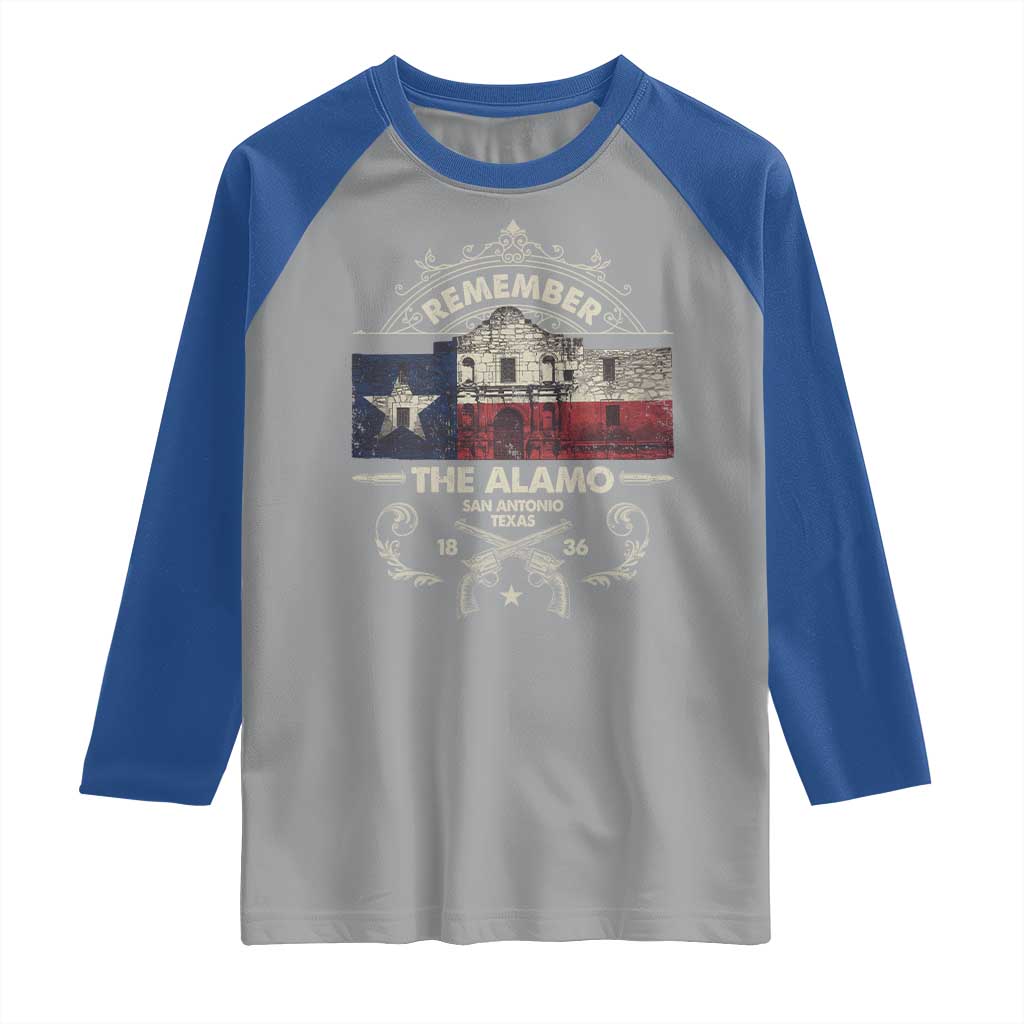 Texas Remember The Alamo San Antonio Pride Raglan Shirt Texas History TS11 Sport Gray Royal Print Your Wear