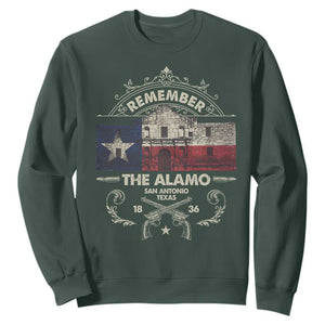 Texas Remember The Alamo San Antonio Pride Sweatshirt Texas History TS11 Dark Forest Green Print Your Wear