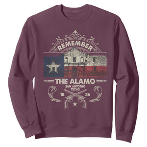 Texas Remember The Alamo San Antonio Pride Sweatshirt Texas History TS11 Maroon Print Your Wear