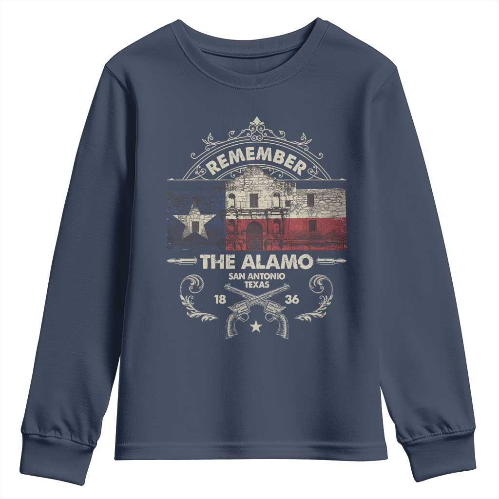 Texas Remember The Alamo San Antonio Pride Youth Sweatshirt Texas History TS11 Navy Print Your Wear