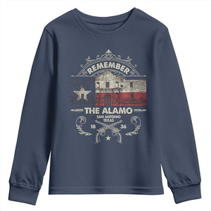 Texas Remember The Alamo San Antonio Pride Youth Sweatshirt Texas History TS11 Navy Print Your Wear