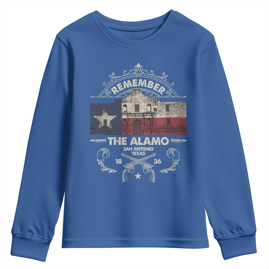 Texas Remember The Alamo San Antonio Pride Youth Sweatshirt Texas History TS11 Royal Blue Print Your Wear