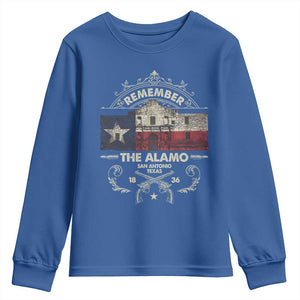 Texas Remember The Alamo San Antonio Pride Youth Sweatshirt Texas History TS11 Royal Blue Print Your Wear