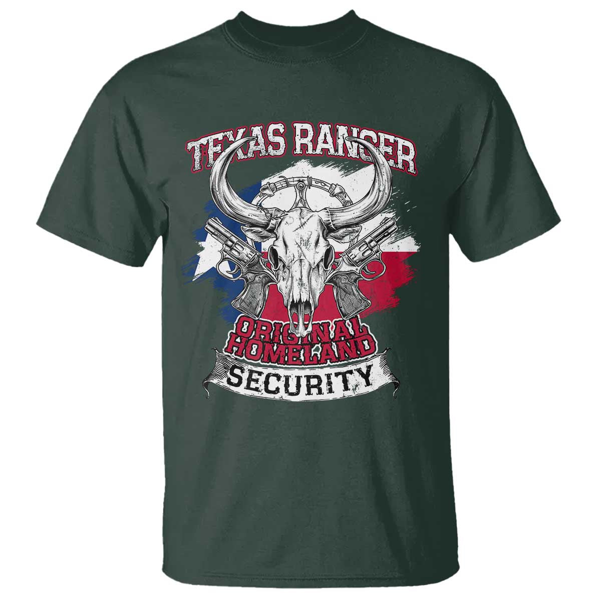 Texas Ranger Original Homeland Security T Shirt History Of Texas TS11 Dark Forest Green Print Your Wear