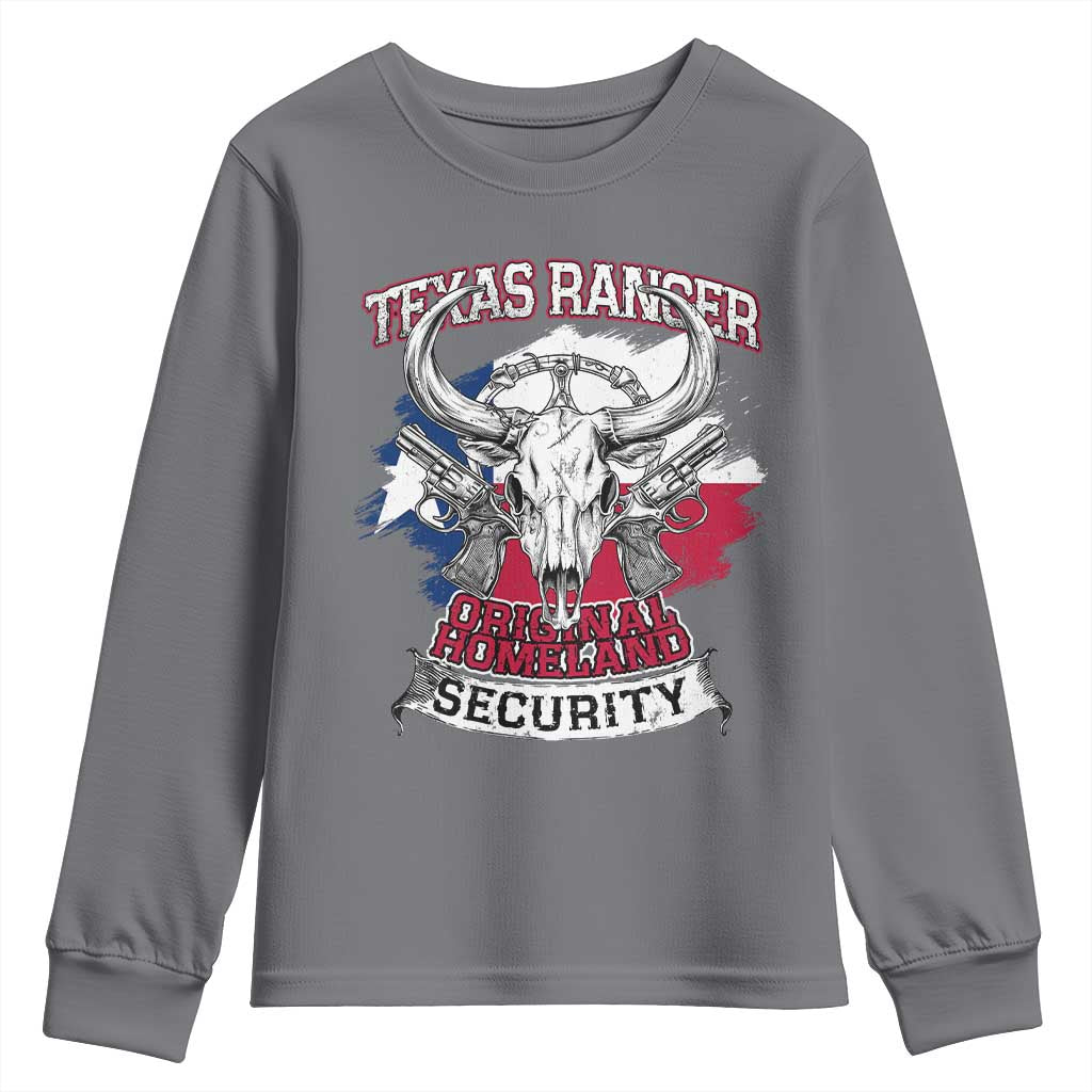 Texas Ranger Original Homeland Security Youth Sweatshirt History Of Texas TS11 Charcoal Print Your Wear