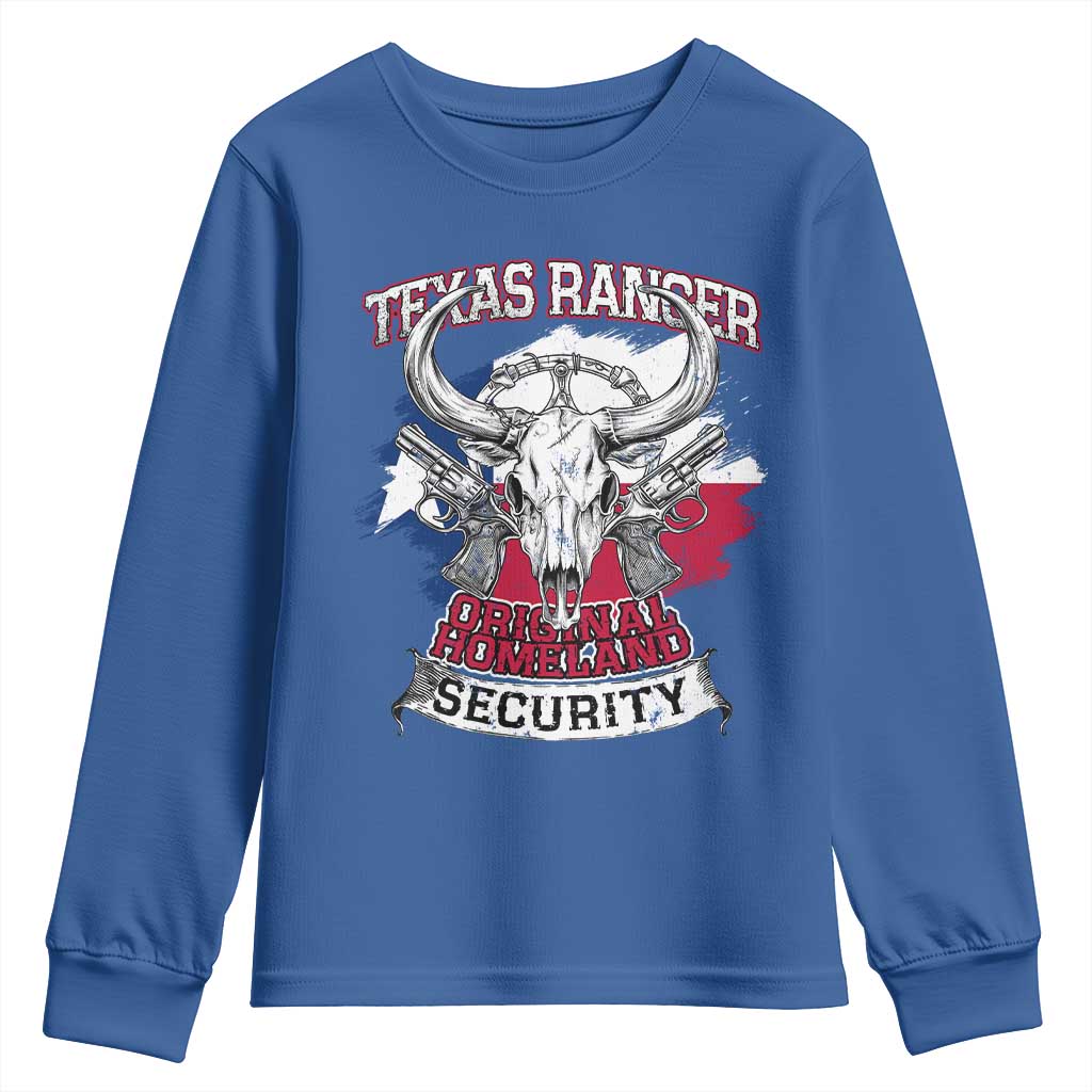 Texas Ranger Original Homeland Security Youth Sweatshirt History Of Texas TS11 Royal Blue Print Your Wear