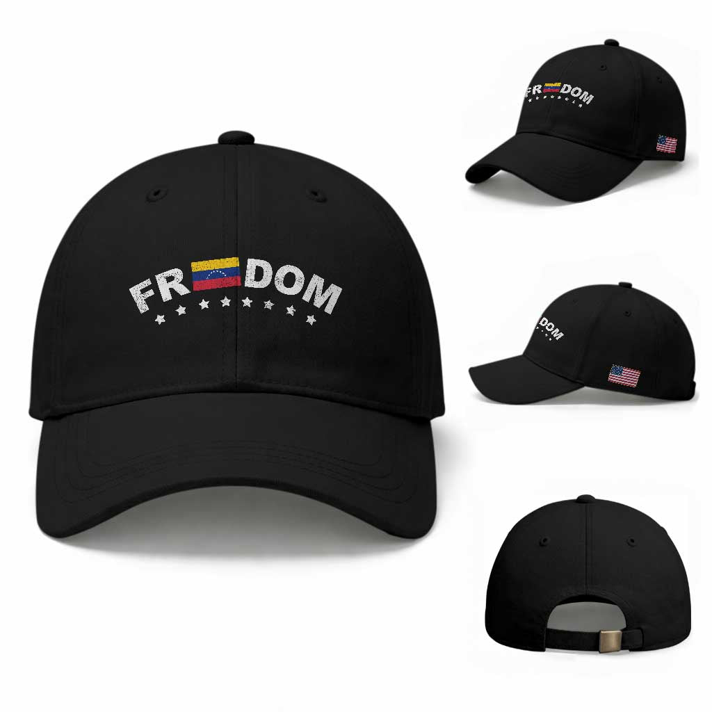 Freedom For Venezuela Baseball Cap Venezuelan Flag Eight Stars Bandera TS11 Baseball Cap Universal Fit Black Print Your Wear