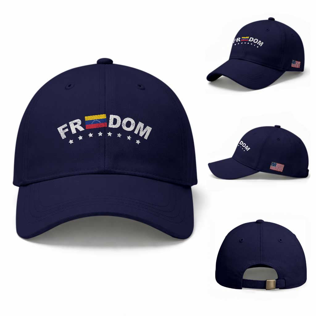 Freedom For Venezuela Baseball Cap Venezuelan Flag Eight Stars Bandera TS11 Baseball Cap Universal Fit Dark Blue Print Your Wear