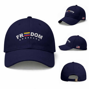 Freedom For Venezuela Baseball Cap Venezuelan Flag Eight Stars Bandera TS11 Baseball Cap Universal Fit Dark Blue Print Your Wear