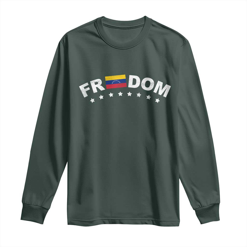 Freedom For Venezuela Long Sleeve Shirt Venezuelan Flag Eight Stars Bandera TS11 Dark Forest Green Print Your Wear