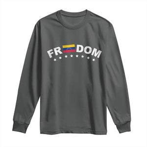 Freedom For Venezuela Long Sleeve Shirt Venezuelan Flag Eight Stars Bandera TS11 Dark Heather Print Your Wear