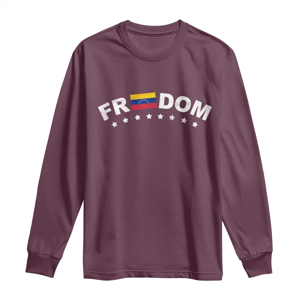Freedom For Venezuela Long Sleeve Shirt Venezuelan Flag Eight Stars Bandera TS11 Maroon Print Your Wear