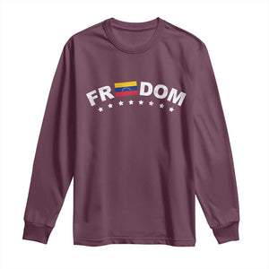 Freedom For Venezuela Long Sleeve Shirt Venezuelan Flag Eight Stars Bandera TS11 Maroon Print Your Wear