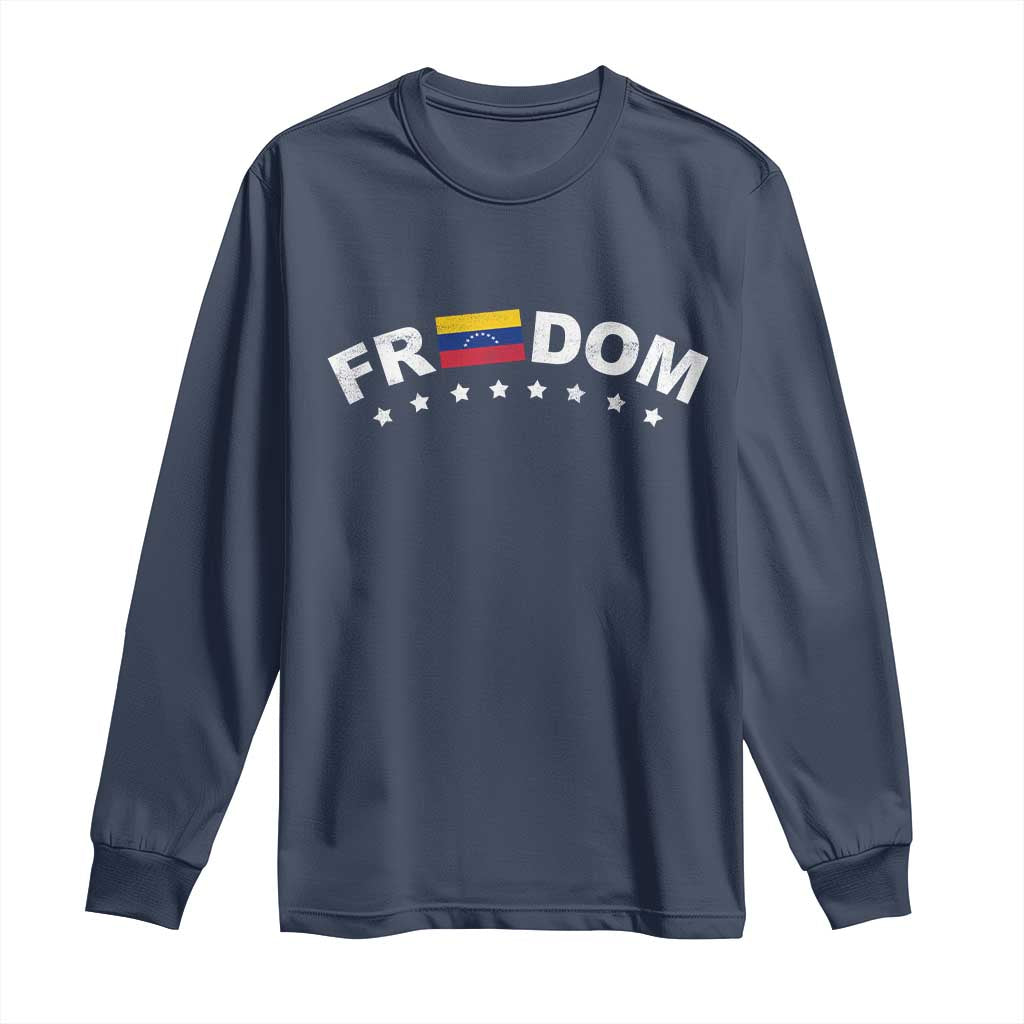 Freedom For Venezuela Long Sleeve Shirt Venezuelan Flag Eight Stars Bandera TS11 Navy Print Your Wear