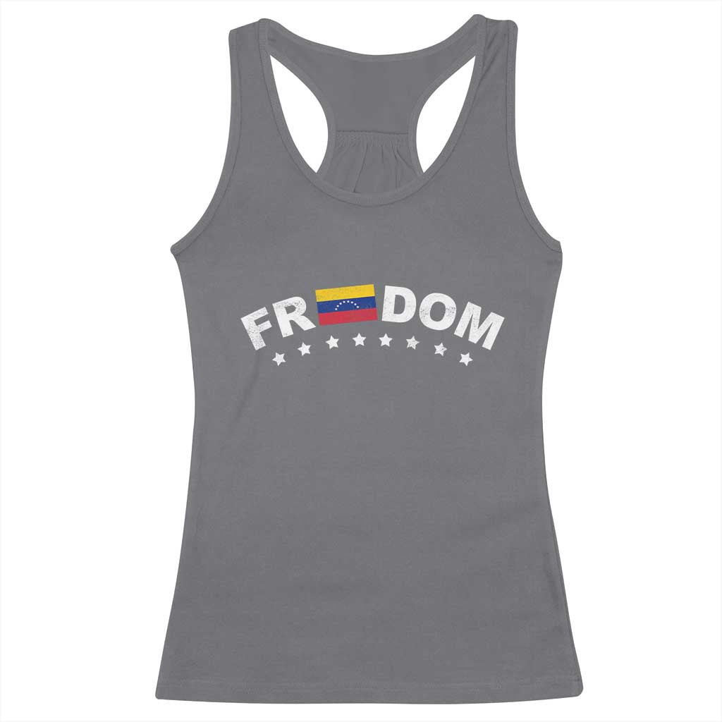 Freedom For Venezuela Racerback Tank Top Venezuelan Flag Eight Stars Bandera TS11 Charcoal Print Your Wear