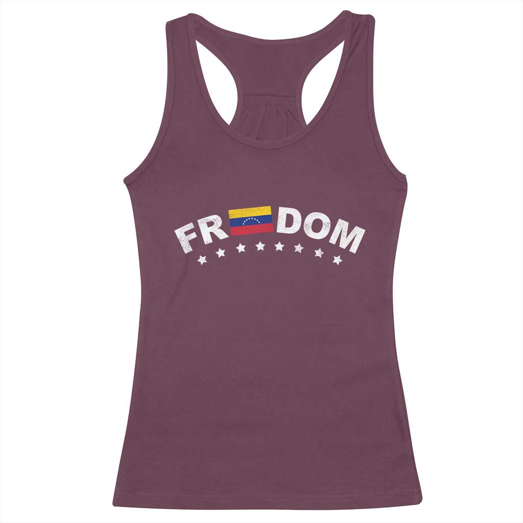 Freedom For Venezuela Racerback Tank Top Venezuelan Flag Eight Stars Bandera TS11 Maroon Print Your Wear