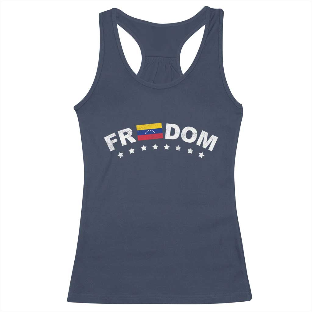 Freedom For Venezuela Racerback Tank Top Venezuelan Flag Eight Stars Bandera TS11 Navy Print Your Wear