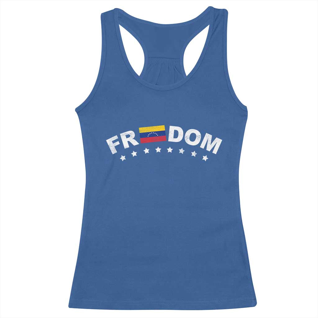 Freedom For Venezuela Racerback Tank Top Venezuelan Flag Eight Stars Bandera TS11 Royal Blue Print Your Wear
