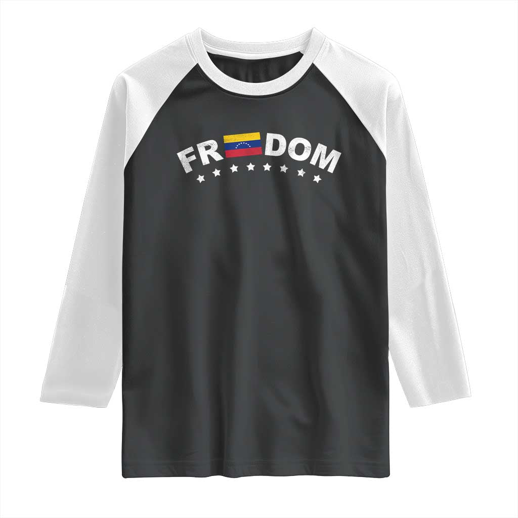 Freedom For Venezuela Raglan Shirt Venezuelan Flag Eight Stars Bandera TS11 Black White Print Your Wear