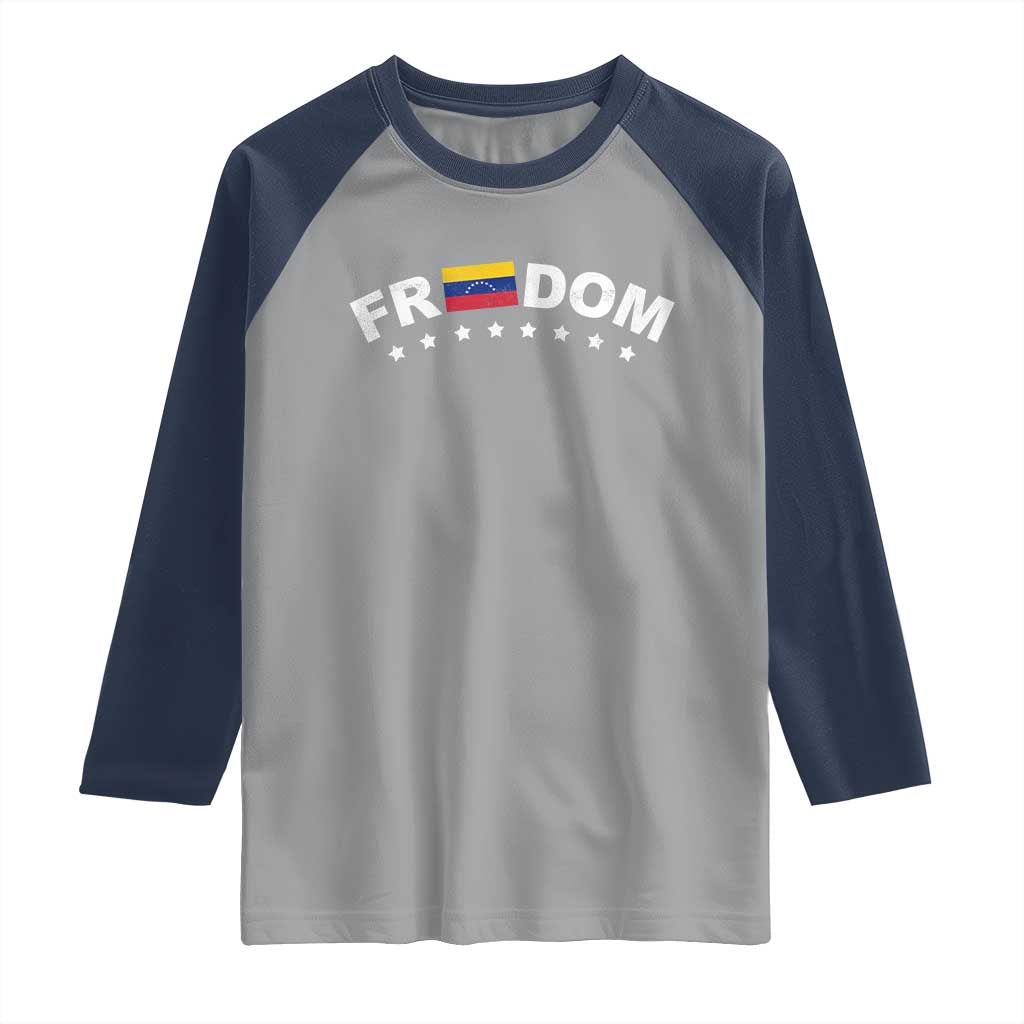 Freedom For Venezuela Raglan Shirt Venezuelan Flag Eight Stars Bandera TS11 Sport Gray Navy Print Your Wear