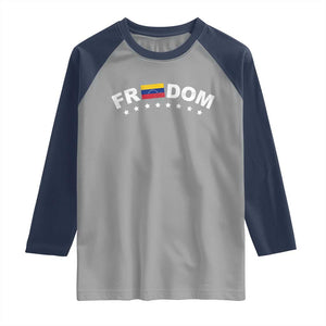 Freedom For Venezuela Raglan Shirt Venezuelan Flag Eight Stars Bandera TS11 Sport Gray Navy Print Your Wear