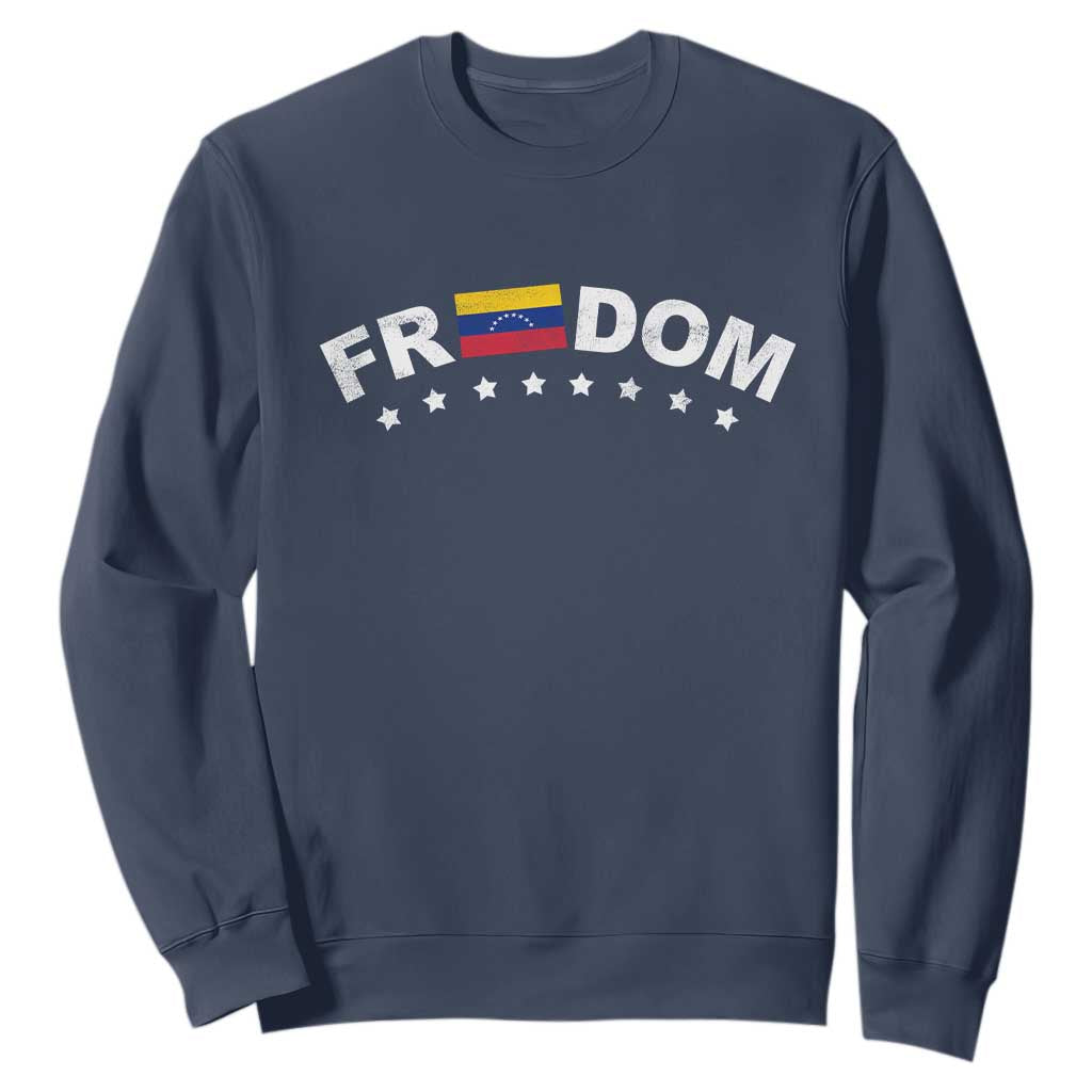 Freedom For Venezuela Sweatshirt Venezuelan Flag Eight Stars Bandera TS11 Navy Print Your Wear