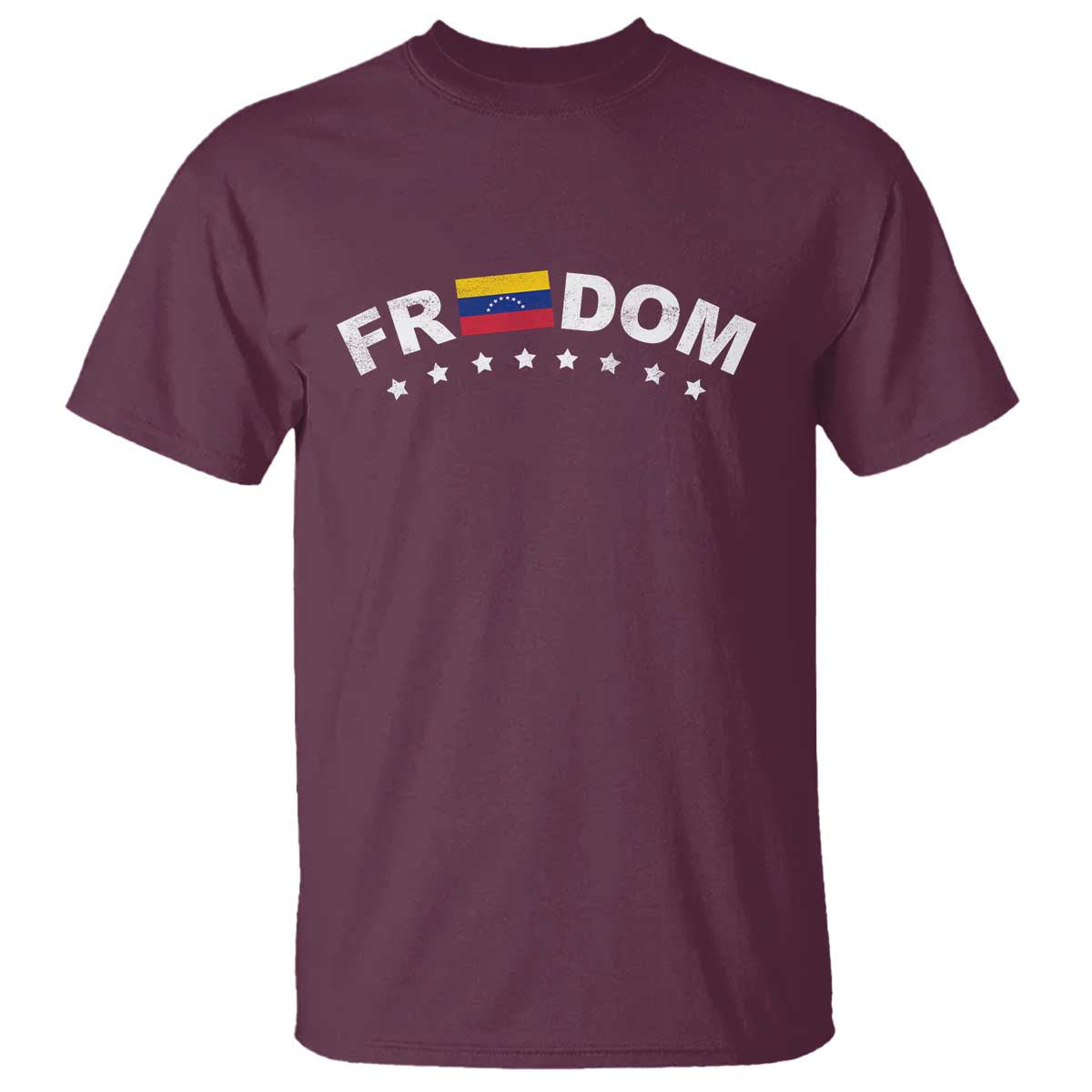 Freedom For Venezuela T Shirt Venezuelan Flag Eight Stars Bandera TS11 Maroon Print Your Wear