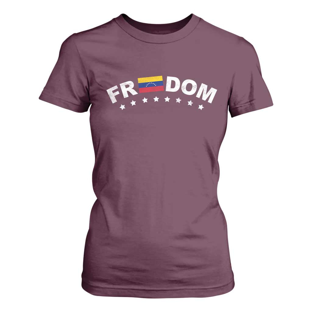 Freedom For Venezuela T Shirt For Women Venezuelan Flag Eight Stars Bandera TS11 Maroon Print Your Wear