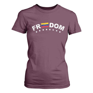 Freedom For Venezuela T Shirt For Women Venezuelan Flag Eight Stars Bandera TS11 Maroon Print Your Wear
