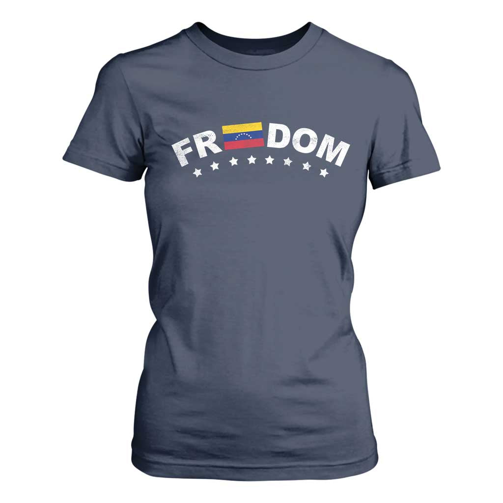 Freedom For Venezuela T Shirt For Women Venezuelan Flag Eight Stars Bandera TS11 Navy Print Your Wear