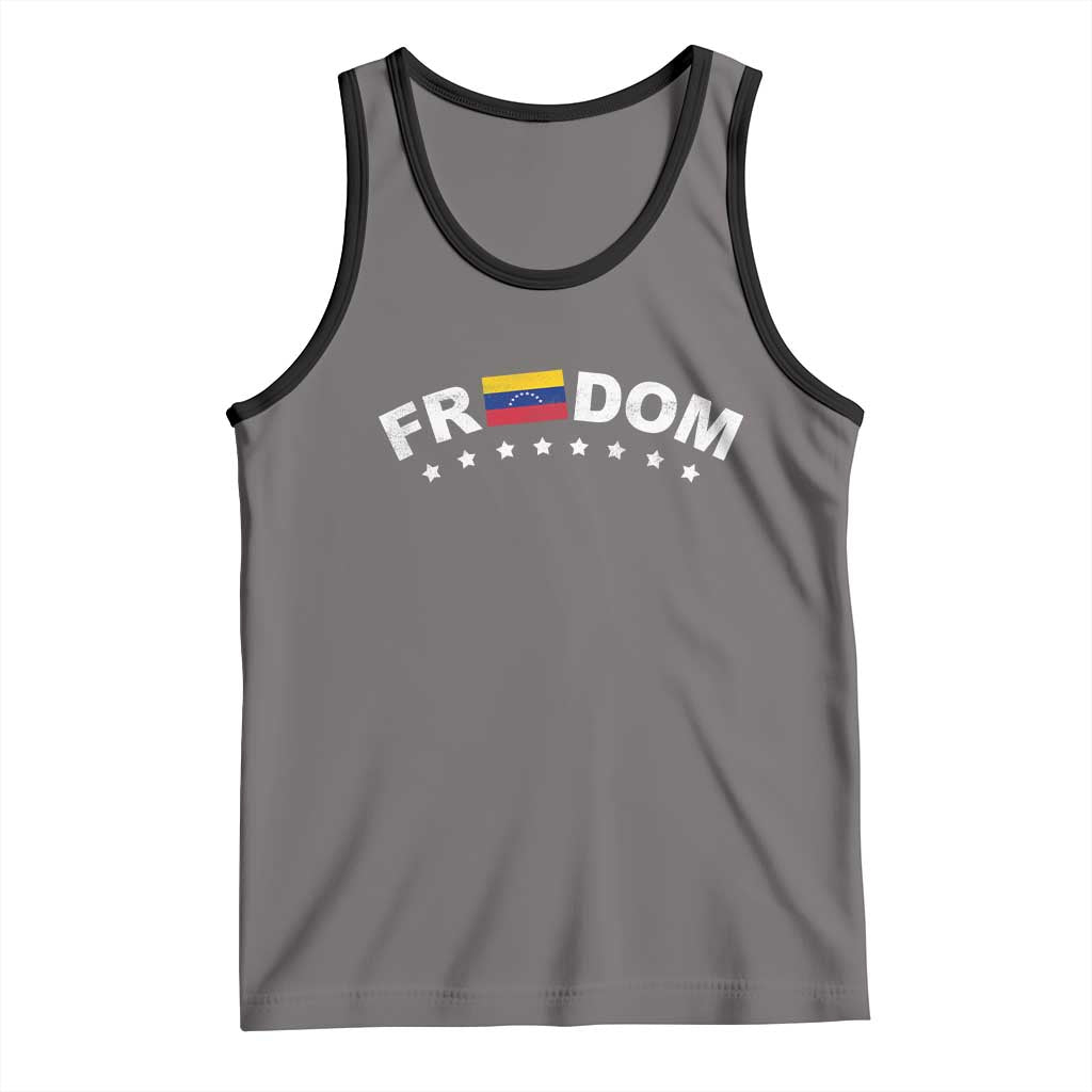 Freedom For Venezuela Tank Top Venezuelan Flag Eight Stars Bandera TS11 Deep Heather Black Print Your Wear