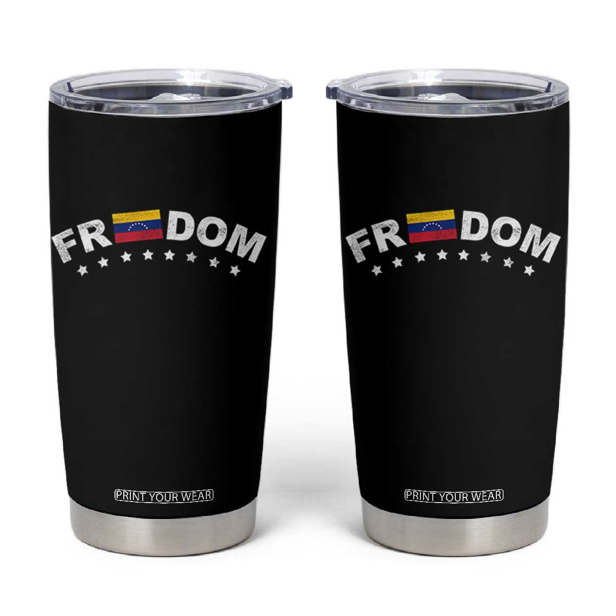 Freedom For Venezuela Tumbler Cup Venezuelan Flag Eight Stars Bandera TS11 Black Print Your Wear