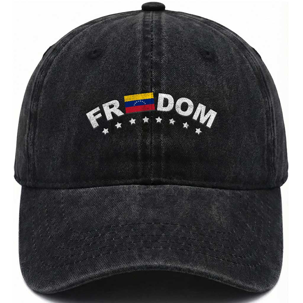 Freedom For Venezuela Washed Cotton Baseball Cap Venezuelan Flag Eight Stars Bandera TS11 Print Your Wear