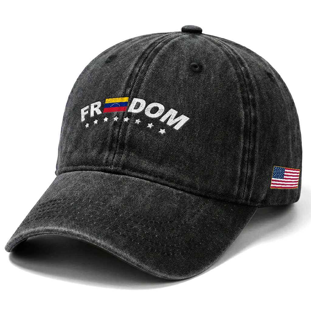 Freedom For Venezuela Washed Cotton Baseball Cap Venezuelan Flag Eight Stars Bandera TS11 Print Your Wear