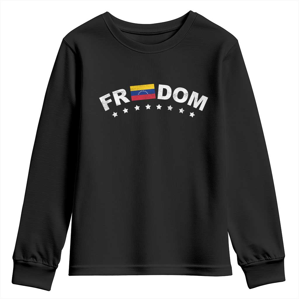 Freedom For Venezuela Youth Sweatshirt - Venezuelan Flag Eight Stars Bandera Protest Tee TS11 Black Print Your Wear