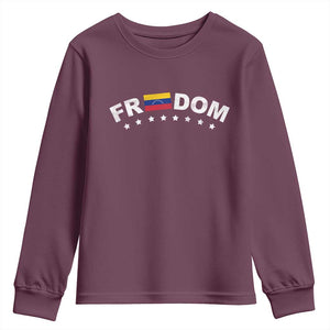 Freedom For Venezuela Youth Sweatshirt - Venezuelan Flag Eight Stars Bandera Protest Tee TS11 Maroon Print Your Wear