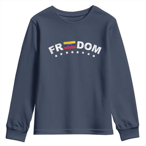 Freedom For Venezuela Youth Sweatshirt - Venezuelan Flag Eight Stars Bandera Protest Tee TS11 Navy Print Your Wear