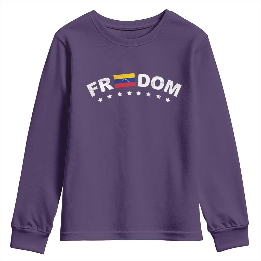 Freedom For Venezuela Youth Sweatshirt - Venezuelan Flag Eight Stars Bandera Protest Tee TS11 Purple Print Your Wear