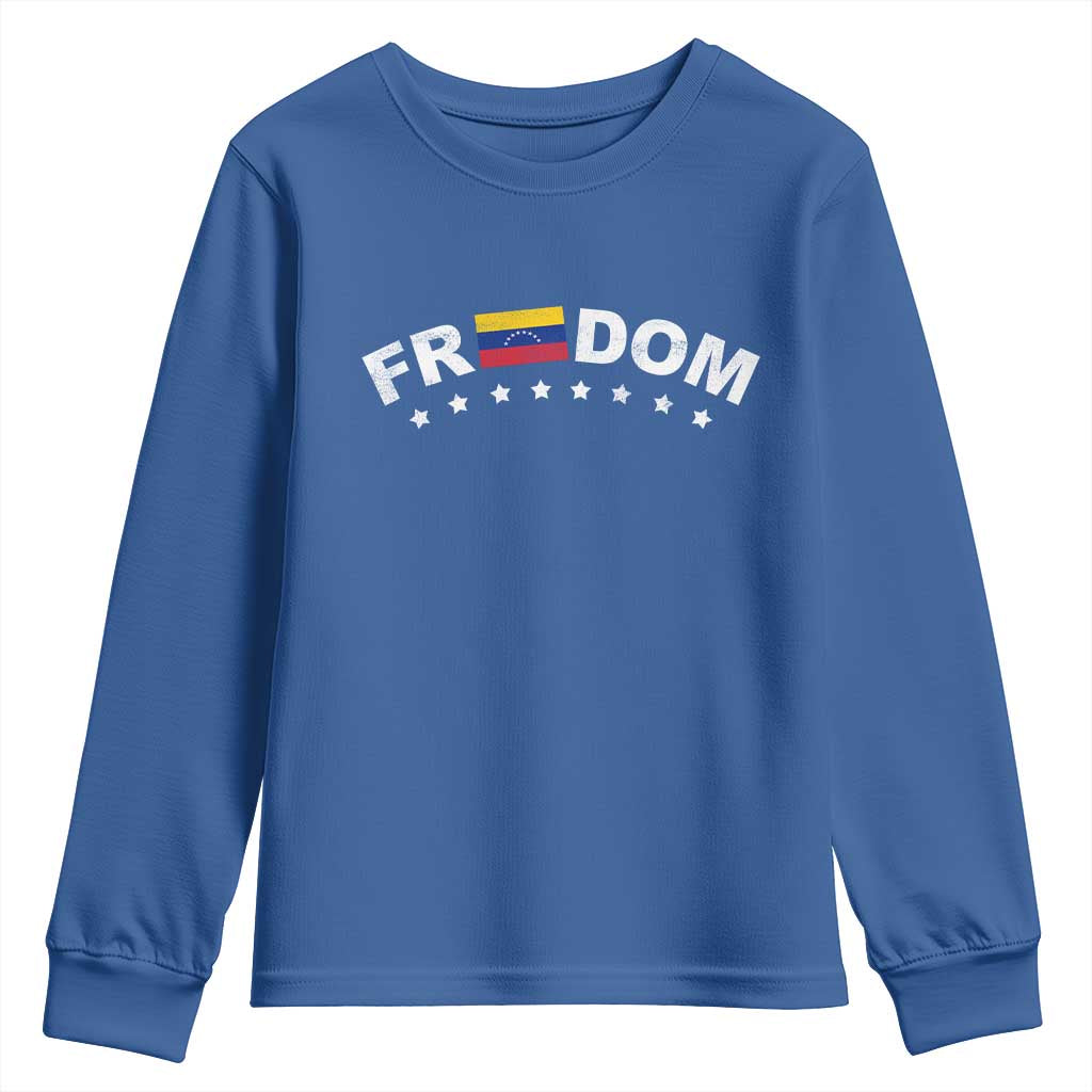 Freedom For Venezuela Youth Sweatshirt - Venezuelan Flag Eight Stars Bandera Protest Tee TS11 Royal Blue Print Your Wear