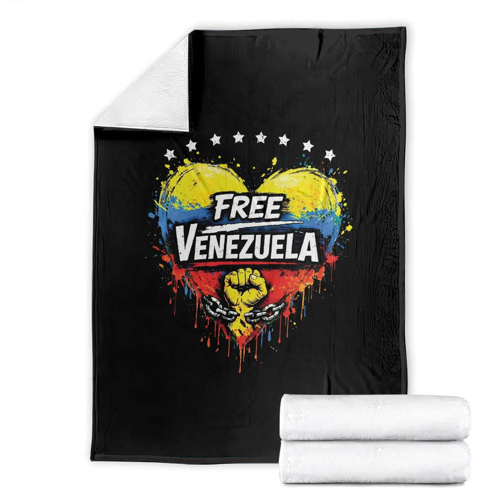Free Venezuela Throw Blanket Freedom Venezuelan Flag Hand Fist Graphic - Print Your Wear