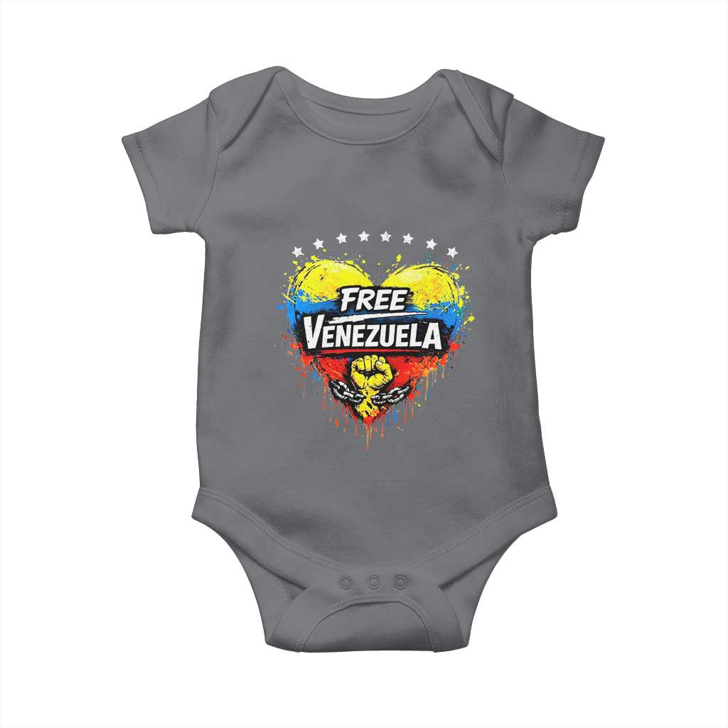 Free Venezuela Baby Onesie Freedom Venezuelan Flag Hand Fist Graphic TS11 Charcoal Print Your Wear