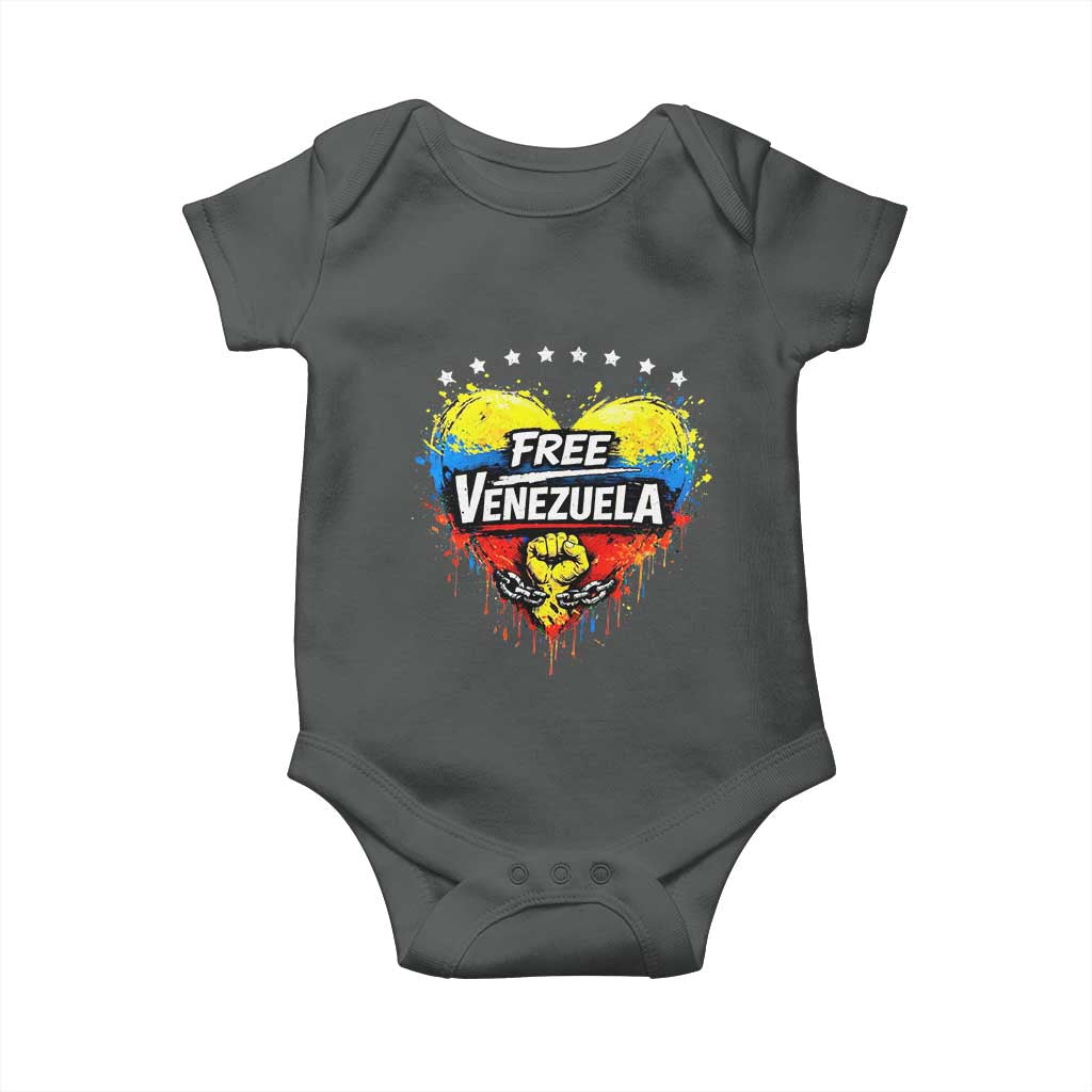 Free Venezuela Baby Onesie Freedom Venezuelan Flag Hand Fist Graphic TS11 Dark Heather Print Your Wear