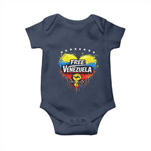Free Venezuela Baby Onesie Freedom Venezuelan Flag Hand Fist Graphic TS11 Navy Print Your Wear