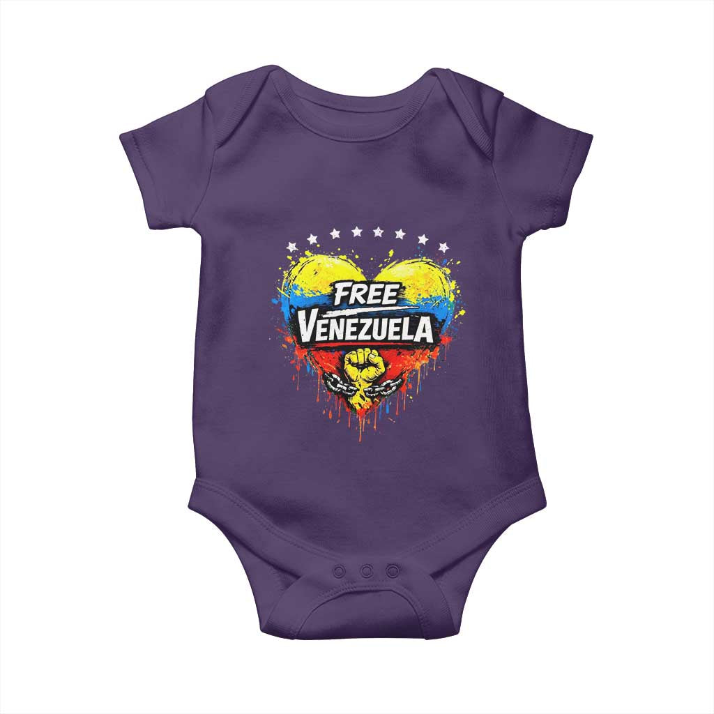 Free Venezuela Baby Onesie Freedom Venezuelan Flag Hand Fist Graphic TS11 Purple Print Your Wear