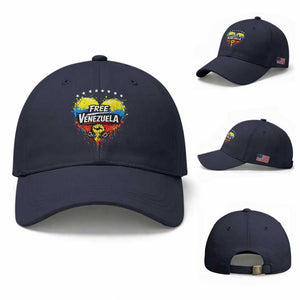 Free Venezuela Baseball Cap Freedom Venezuelan Flag Hand Fist Graphic TS11 Baseball Cap Universal Fit Navy Print Your Wear