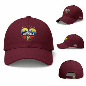 Free Venezuela Baseball Cap Freedom Venezuelan Flag Hand Fist Graphic TS11 Baseball Cap Universal Fit Maroon Print Your Wear