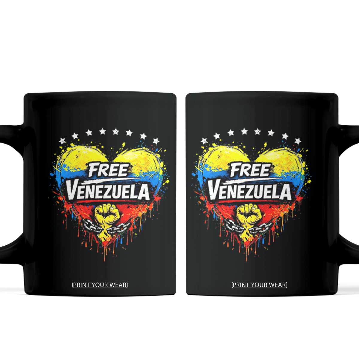 Free Venezuela Coffee Mug Freedom Venezuelan Flag Hand Fist Graphic TS11 Black Print Your Wear
