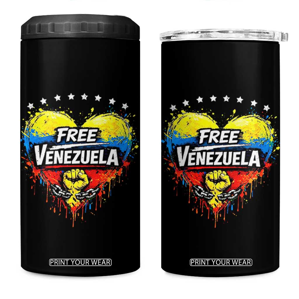 Free Venezuela 4 in 1 Can Cooler Tumbler Freedom Venezuelan Flag Hand Fist Graphic TS11 One Size: 16 oz Black Print Your Wear