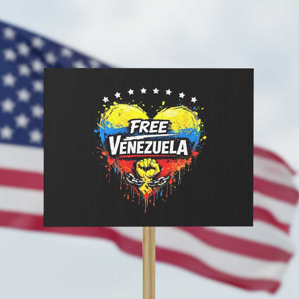 Free Venezuela Protest Sign Freedom Venezuelan Flag Hand Fist Graphic TS11 Horizontal 18