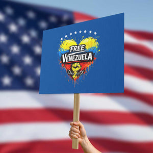 Free Venezuela Protest Sign Freedom Venezuelan Flag Hand Fist Graphic TS11 Horizontal 18" × 24" Blue Print Your Wear